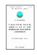 Tổng hợp và thử tác dụng sinh học của một số acid hydroxamic mang khung 2 oxoindolin