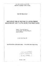 Một số kỹ thuật vector tựa (svm) trong khai phá dữ liệu và ứng dụng vào nhận dạng