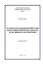 Xây dựng cơ sở dữ liệu bài báo điện tử liên quan tới gốm sứ việt nam phục vụ đào tạo tại học viện báo chí và tuyên truyền