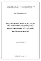 Tính toán một số thông số đặc trưng cho tính chất điện tử của vật liệu nano diamondoids (c10h16 c87h76) bằng phương pháp ab initio