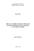 Chế tạo và nghiên cứu một số tính chất của hợp chất bán dẫn vùng cấm rộng có cấu trúc nanomét