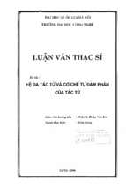 Hệ đa tác tử và cơ chế tự đàm phán của tác tử