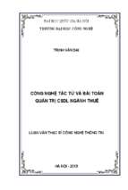 Công nghệ tác tử và bài toán quản trị csdl ngành thuế
