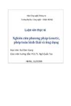 Nghiên cứu phương pháp genetic, phép toán hình thái và ứng dụng