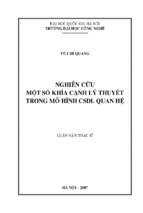 Nghiên cứu một số khía cạnh lý thuyết trong mô hình csdl quan hệ