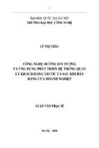 Công nghệ hướng đối tượng và ứng dụng phát triển hệ thống quản lý khách hàng trước và sau khi bán hàng của doanh nghiệp