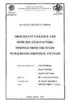 Adolescent violence and some related factors, findings from the study in hai duong province, vietnam