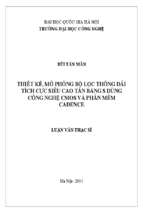 Thiết kế, mô phỏng bộ lọc thông dải tích cực siêu cao tần băng s dùng công nghệ cmos và phần mềm cadence