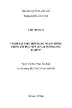 Vấn đề xác thực trên mạng truyền thông không dây dựa trên hệ mật đường cong elliptic