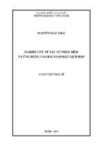 Nghiên cứu về tác tử phần mềm và ứng dụng vào bài toán đặt lịch họp