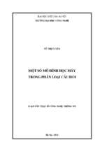 Một số mô hình học máy trong phân loại câu hỏi