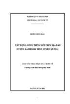 Xây dựng nông thôn mới trên địa bàn huyện lâm bình, tỉnh tuyên quang