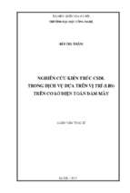 Nghiên cứu kiến trúc csdl trong dịch vụ dựa trên vị trí(lbs) trên cơ sở điện toán đám mây