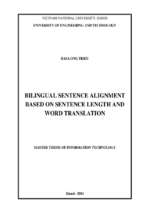 Bilingual sentence alignment based on sentence length and word translation