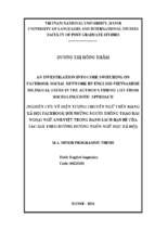 An investigation into code switching on facebook social network by english vietnamese bilingual users in the author’s friend list from socio linguistic approach