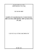 Nghiên cứu giải pháp quản lý khách hàng hiệu quả dựa trên hướng tiếp cận khai phá dữ liệu