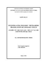 Investigating english   vietnamese translation of geology texts.