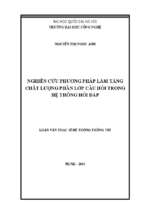 Nghiên cứu phương pháp làm tăng chất lượng phân lớp câu hỏi trong hệ thống hỏi đáp