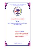 Skkn một vài kinh nghiệm trong công tác chủ nhiệm lớp 9