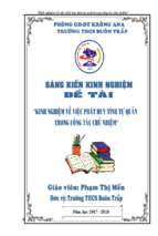 Skkn kinh nghiệm về việc phát huy tính tự quản trong công tác chủ nhiệm thcs