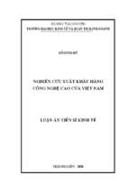 Nghiên cứu xuất khẩu hàng công nghệ cao của việt nam