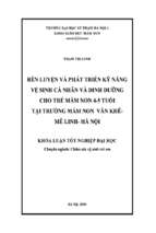 Rèn luyện và phát triển kỹ năng vệ sinh cá nhân và dinh dưỡng cho trẻ mầm non 4 5 tuổi tại trường mầm non