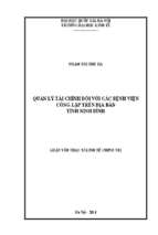 Quản lý tài chính đối với các bệnh viện công lập trên địa bàn tỉnh ninh bình .