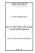 đầu tư trực tiếp nước ngoài tại hải phòng 2006   2010