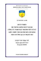 Luận văn hoàn thiện hệ thống kiểm soát nội bộ công ty tnhh một thành viên xổ số kiến thiết thành phố hồ chí minh theo hướng quản trị rủi ro​