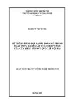 Hệ thống bán hàng đợi và bài toán mô phỏng hoạt động kiểm soát nhập cảnh của cửa khẩu sân bay quốc tế nội bài