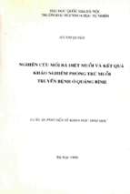 Nghiên cứu mồi bả diệt muỗi và kết quả khảo nghiệm phòng trừ muỗi truyền bệnh ở quảng bình