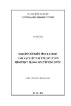 Nghiên cứu biến tính laterit làm vật liệu hấp phụ xử lý ion photphat trong môi trường nước