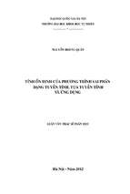 Tính ổn định của phương trình sai phân dạng tuyến tính, tựa tuyến tính và ứng dụng