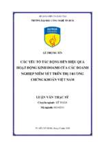 Luận văn các yếu tố tác động đến hiệu quả hoạt động kinh doanh của các doanh nghiệp niêm yết trên thị trường chứng khoán việt nam​