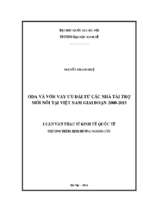 Oda và vốn vay ưu đãi từ các nhà tài trợ mới nổi tại việt nam giai đoạn 2000 2015