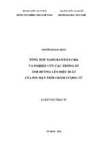 Tổng hợp nano bán dẫn cdse và nghiên cứu các thông số ảnh hưởng lên hiệu suất của pin mặt trời chấm lượng tử