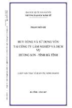 Huy động và sử dụng vốn tại công ty lâm nghiệp và dịch vụ hương sơn   tỉnh hà tĩnh