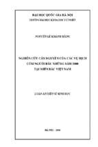 Nghiên cứu căn nguyên của các vụ dịch cúm người đầu những năm 2000 tại miền bắc việt nam   luận án ts. sinh học   60 42 40 01