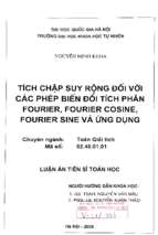 Tích chập suy rộng đối với các phép biến đổi tích phân fourier, fourier cosine, fourier sine và ứng dụng