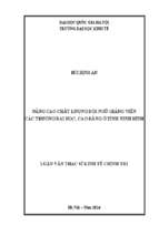 Nâng cao chất lượng đội ngũ giảng viên các trường đại học, cao đẳng ở tỉnh ninh bình