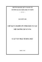Chế tạo và nghiên cứu tính chất của vật liệu zno pha tạp al và mn