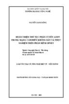 Hoàn thiện thủ tục phân tuyến aodv trong mạng cảm biến không dây và thực nghiệm trên phần mềm opnet