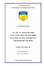 Luận văn các yếu tố ảnh hưởng đến chất lượng báo cáo tài chính ở các đơn vị công trên địa bàn thành phố hồ chí minh​