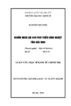 Nguồn nhân lực cho phát triển công nghiệp tỉnh bắc ninh