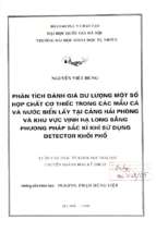 Phân tích đánh giá dư lượng một số hợp chất cơ thiếc trong các mẫu cá và nước biển lấy tại cảng hải phòng và khu vực vịnh hạ long bằng phương pháp sắc ký khí sử dụng detector khối phổ