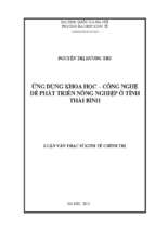 ứng dụng khoa học   công nghệ để phát triển nông nghiệp ở tỉnh thái bình   .