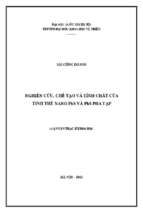 Nghiên cứu, chế tạo và tính chất của tinh thể nano pbs pha tạp