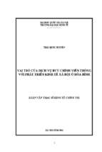 Vai trò của dịch vụ bưu chính viễn thông đối với phát triển kinh tế   xã hội ở tỉnh hòa bình  .