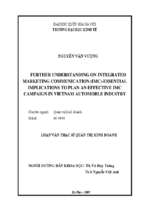 Further understanding on integrated marketing communication (imc)  essential implications to plan an effective imc campaign in vietnam automobile industry