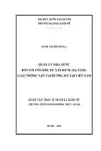 Quản lý nhà nước đối với vốn đầu tư xây dựng hạ tầng giao thông vận tải đường bộ tại việt nam